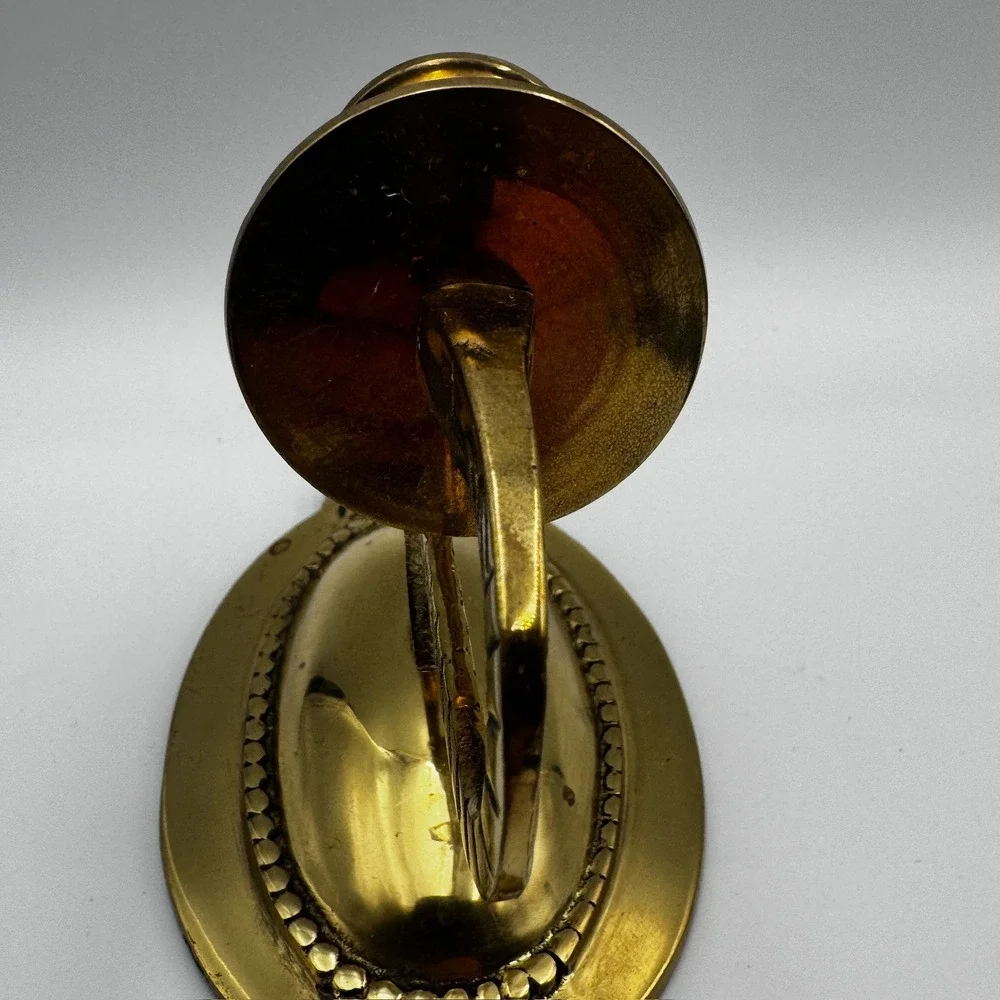 Vintage Solid Brass Wall Sconce Candle Holder‎ Ornate Scrolled Oval Backplate
